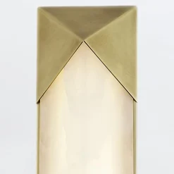 Alabastrowy duży kinkiet LED Caesar - Vintage mosiądz (QN-CAESAR-W-L-VBS-AR) - Quintiesse