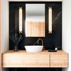 Alabastrowy duży kinkiet LED Caesar - Vintage mosiądz (QN-CAESAR-W-L-VBS-AR) - Quintiesse