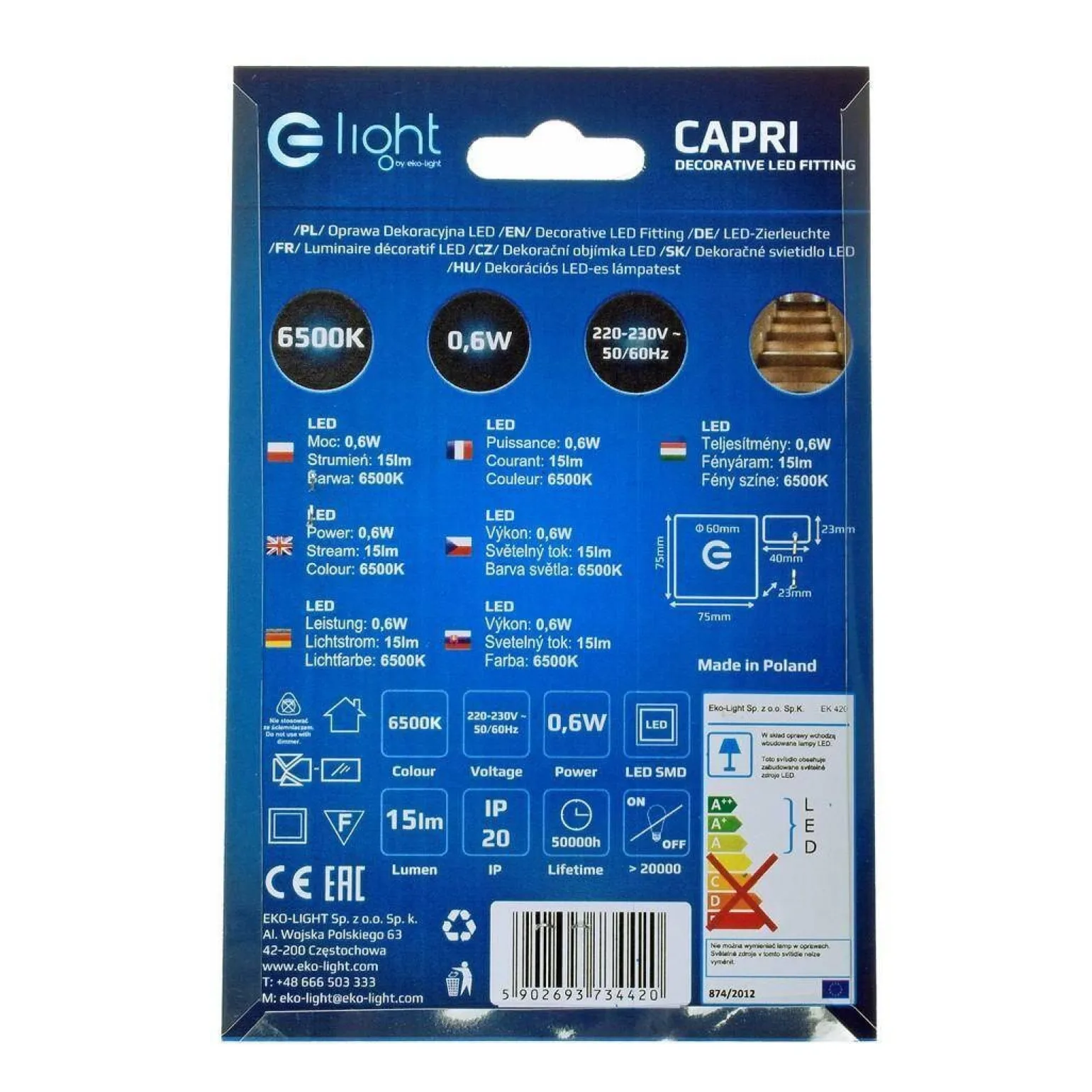 CAPRI Barwa Zimna 6500K (EKS4420) - Eko-Light