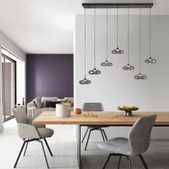 Ściemnialna lampa wisząca z płynną regulacją wysokości POSH SZARA (15695-15) - Paul Neuhaus