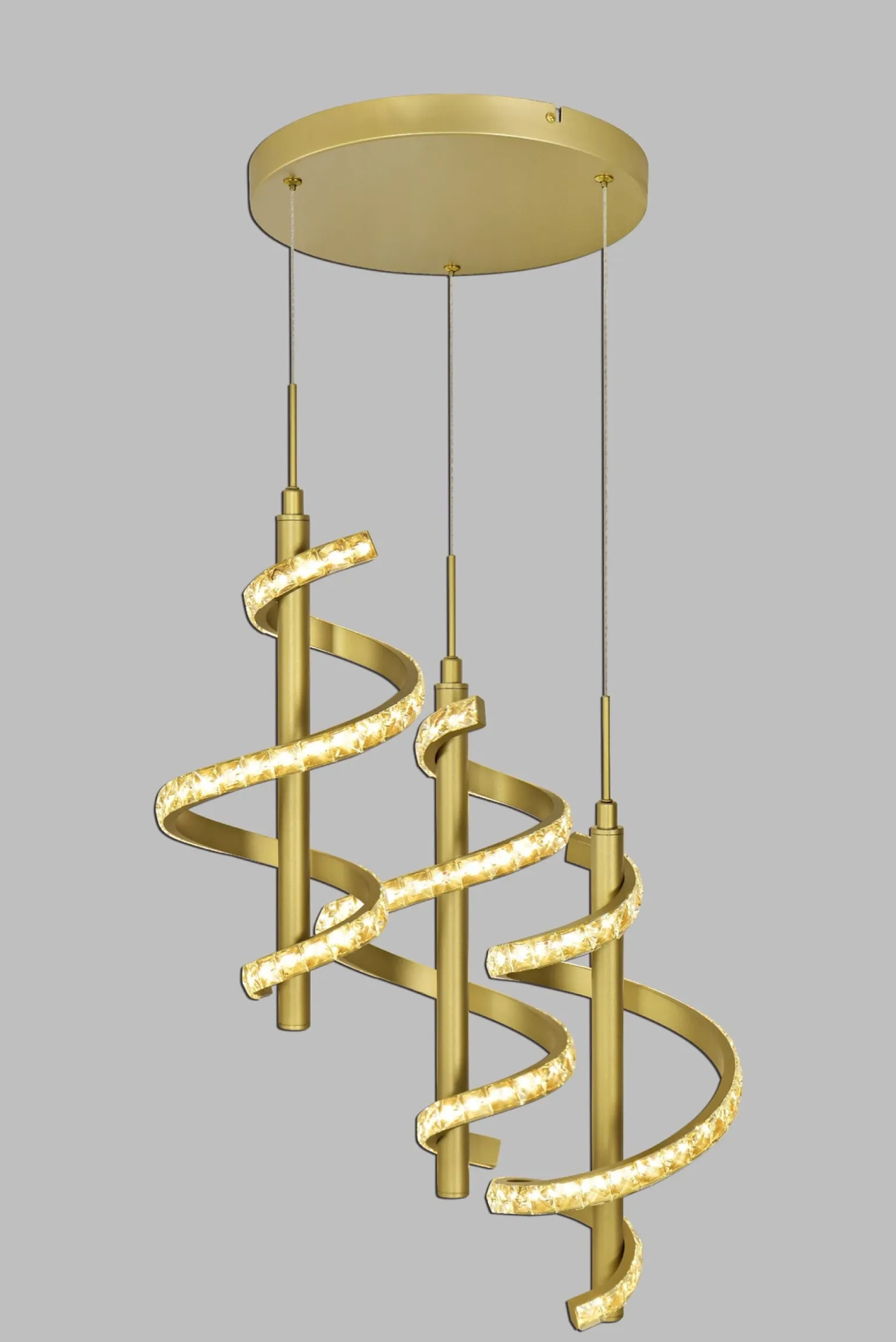 CLARET Spiralna lampa wisząca potrójna okrągła z dekoracyjnymi kryształami (9209-0315) - Aviano Lighting