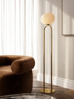 Designerska lampa podłogowa SHAPES Nordlux E27 15W Szkło Mosiądz