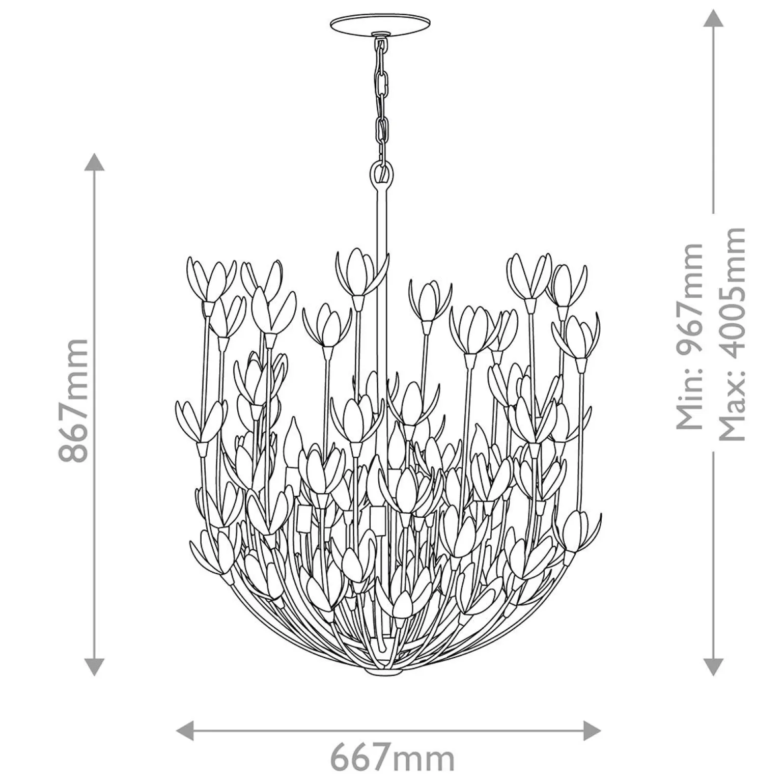 Designerski żyrandol Flora - 6 źródeł światła - Oksydowane złoto (QN-FLORA6-GD) - Quintiesse