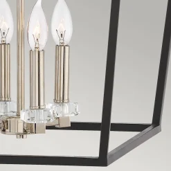 Duża lampa wisząca/ Półplafon Stinson - 4 źródła światła - Czarna/ Polerowany nikiel (QN-STINSON-4P-L-BK) - Quintiesse