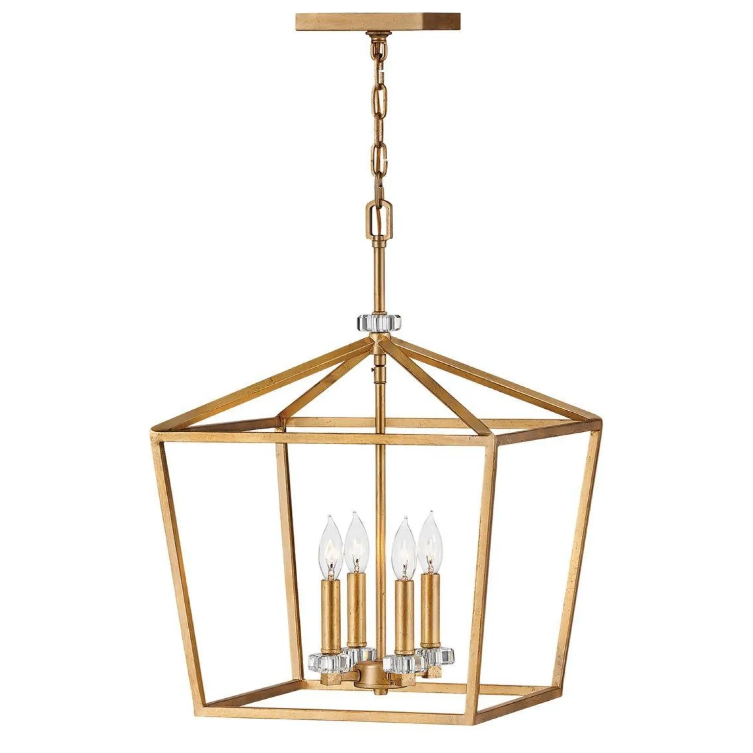 Duża lampa wisząca/ Półplafon Stinson - 4 źródła światła - Przecierany mosiądz (QN-STINSON-4P-L-DBR) - Quintiesse