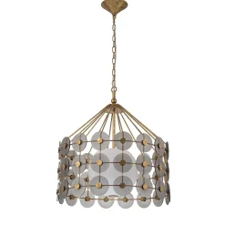 Efektowna lampa wisząca Meridian - 3 źródła światła - Przecierane złoto (QN-MERIDIAN-3P-DG) - Quintiesse