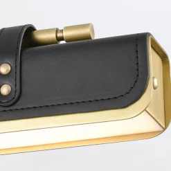 Ekskluzywny kinkiet Valise - Vintage mosiądz, skóra smokingowa (QN-VALISE-W-VBS-TL) - Quintiesse