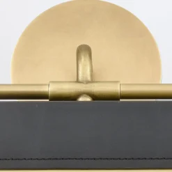 Ekskluzywny kinkiet Valise - Vintage mosiądz, skóra smokingowa (QN-VALISE-W-VBS-TL) - Quintiesse