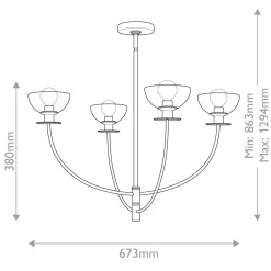 Elegancki żyrandol nad stół Sylvia Szczotkowane złoto (ALM-SYLVIA4-BG-CL) - Elstead Lighting