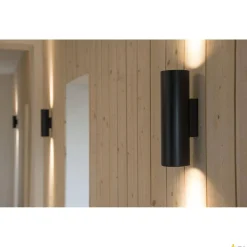 ENOLA_B, lampa ścienna, QPAR51, okrągła, up/down, kolor czarny, maks. 50W, z czarnym pierścieniem dekoracyjnym (151800) - SLV