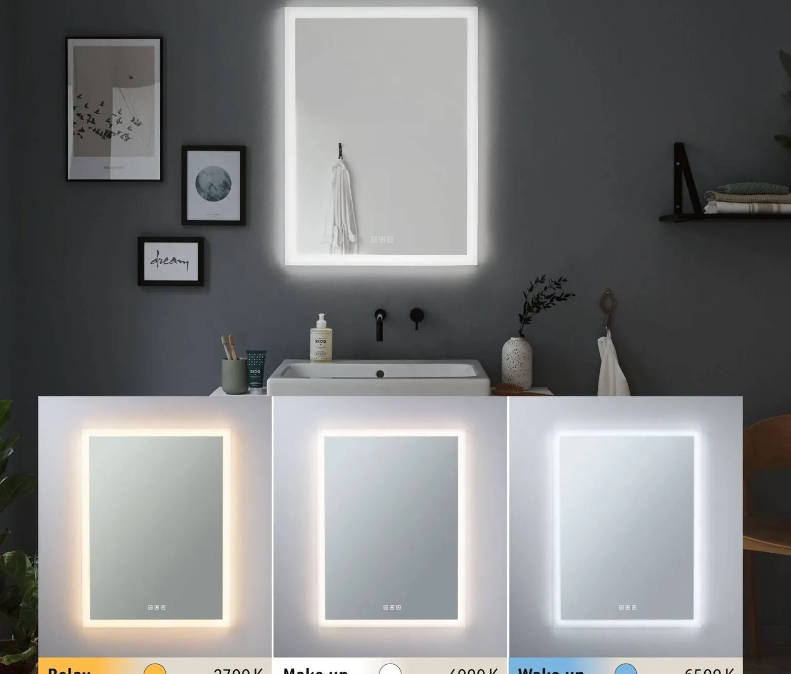 HomeSpa Mirra lustro prostokąt IP44 LED regulacja temperatury barwowej 22W 600x800mm 230V (PL78951) - PAULMANN