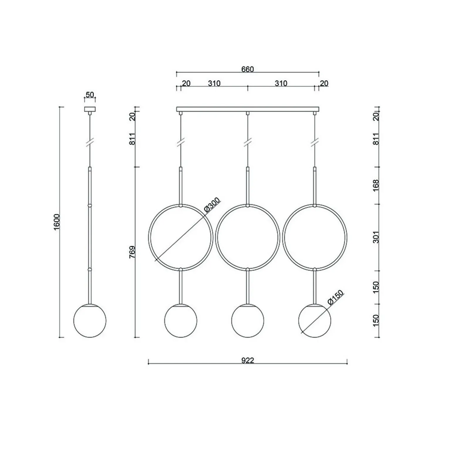 ISUULLA C czarna potrójna lampa sufitowa z podwyższoną szczelnością IP44 (ISC322PS0) - Ummo