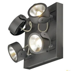 KALU, lampa ścienna i sufitowa, czteropunktowa, LED, 3000K, czworokątna, czarna, 60° (1000135) - SLV