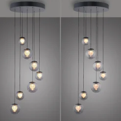 Kaskadowa lampa na pilota, z regulacją światła i wysokości SZARA (2587-15) - Paul Neuhaus