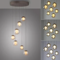 Kaskadowa lampa na pilota, z regulacją światła i wysokości BRĄZOWA (2587-97) - Paul Neuhaus