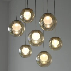 Kaskadowa lampa na pilota, z regulacją światła i wysokości BRĄZOWA (2587-97) - Paul Neuhaus