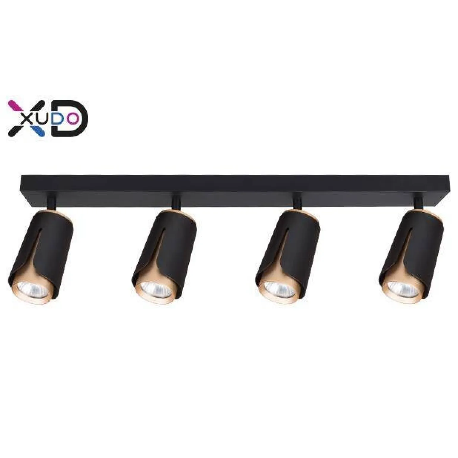 Kinkiet GU10 LED x4 czarny+złoty (XD-IK264B) - Xudo