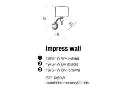 Kinkiet Impress - biały (1976-1W-WH | AZ0503) - Azzardo