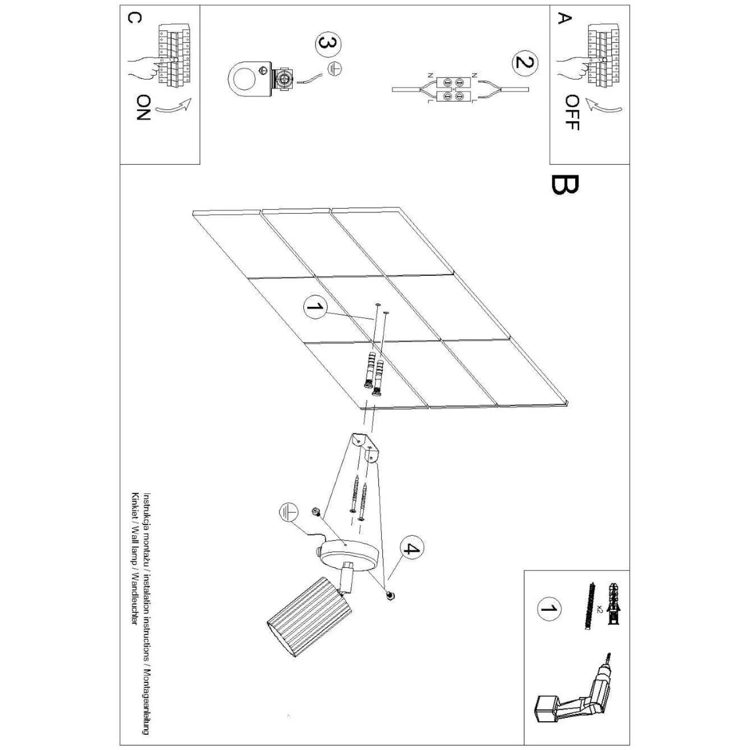 Kinkiet KARBON złoty z włącznikiem (SL.1560) - Sollux Lighting