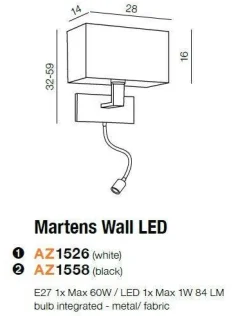 Kinkiet Martens Led kolor czarny (MB2251-B-LED-RBK) Azzardo