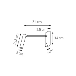 Kinkiet na wysięgniku z włącznikiem ROLL (50928102) - KASPA