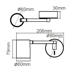 Kinkiet SNOW z wysięgnikiem czarny (LP-731/1WL BK) - Light Prestige