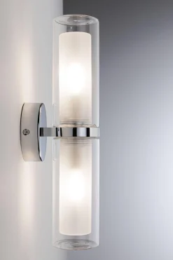 Lampa ścienna LUENA E14 max. 2x20W IP44 230V szkło chrom / metal (PL71077) - PAULMANN