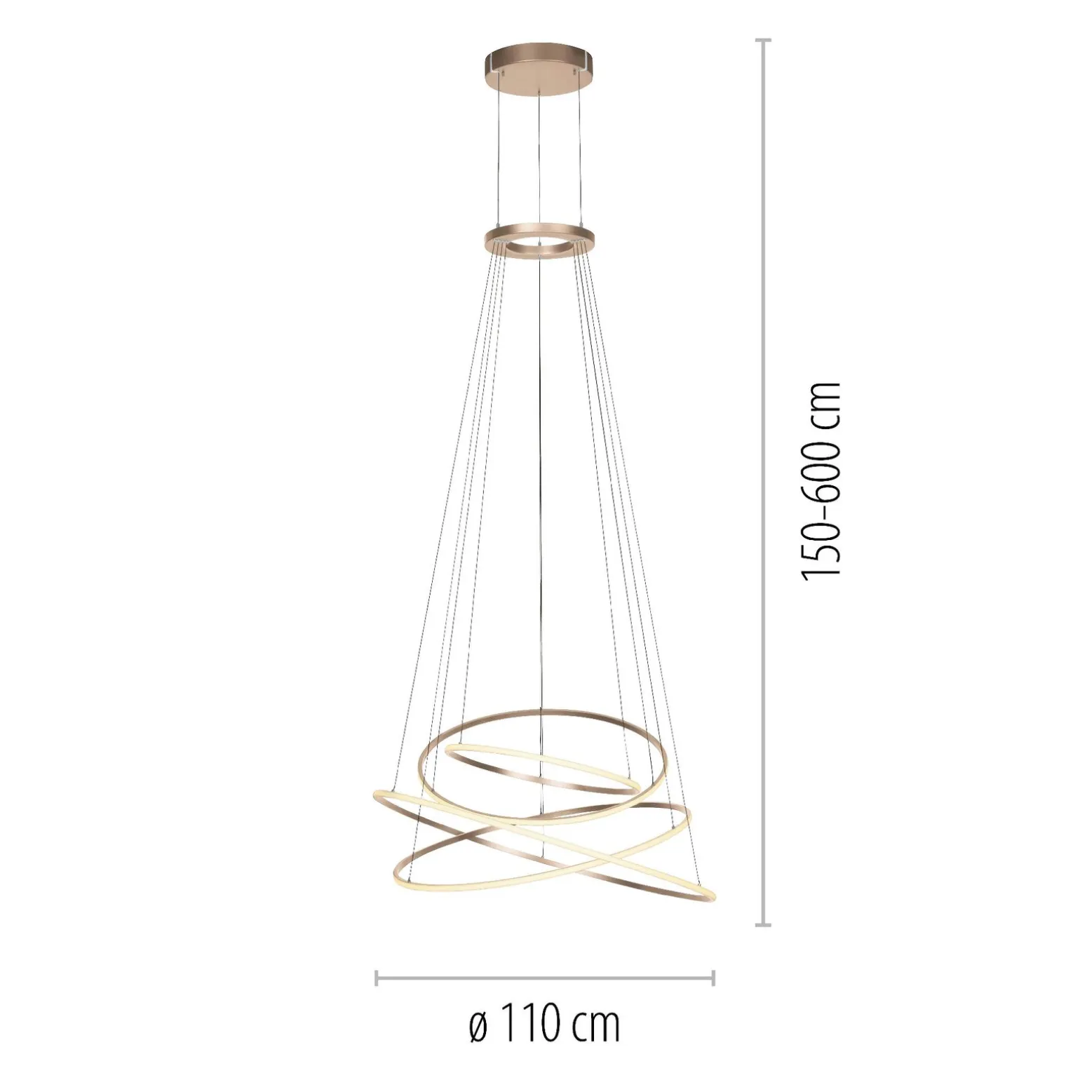 Lampa na pilota, z płynną regulacją wysokości PURE E-FLYING RINGS BRĄZOWA (2566-97) - Paul Neuhaus