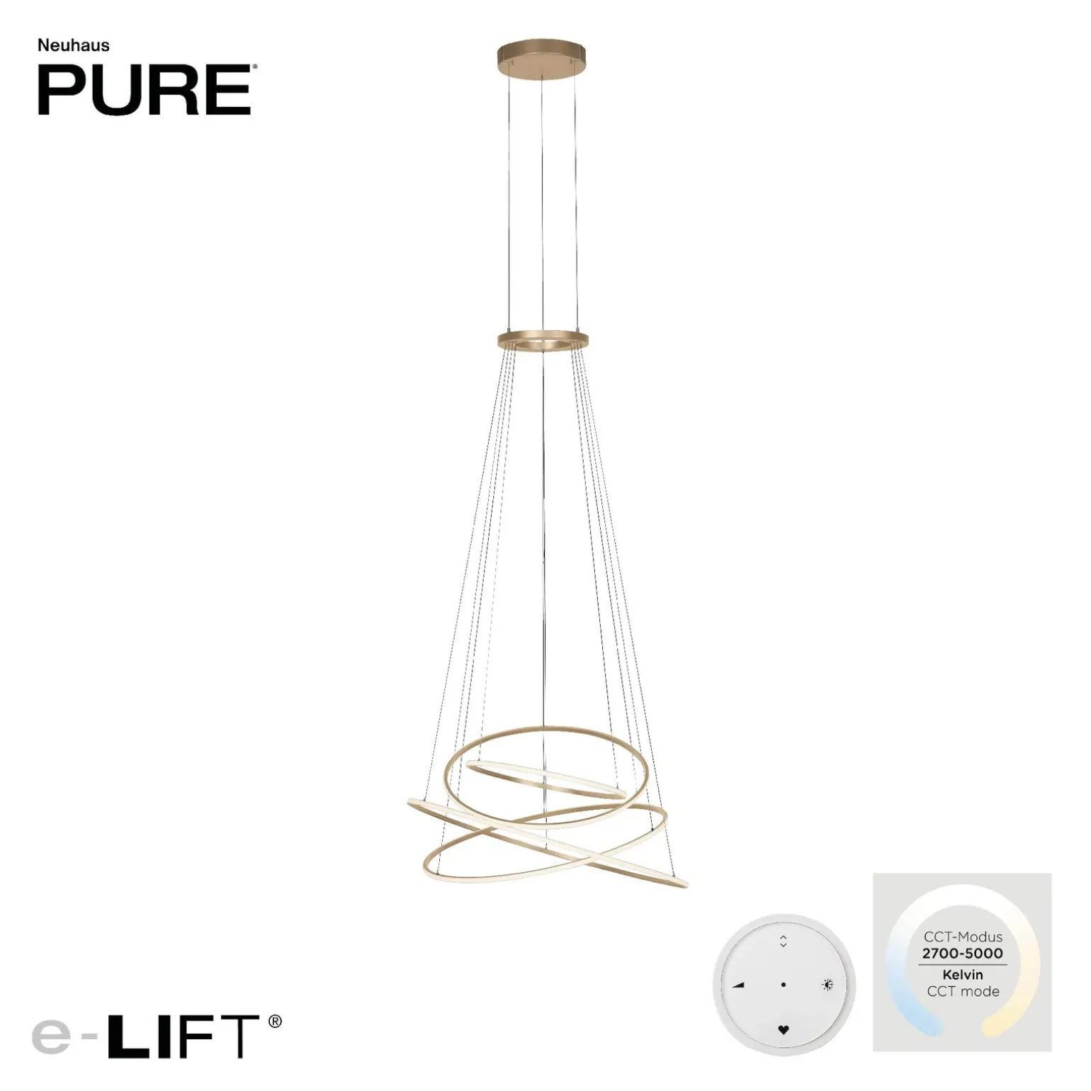 Lampa na pilota, z płynną regulacją wysokości PURE E-FLYING RINGS BRĄZOWA (2566-97) - Paul Neuhaus