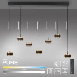 Lampa na pilota, z regulacją światła i wysokości PURE FALLING RINGS CZARNA (2505-18) - Paul Neuhaus