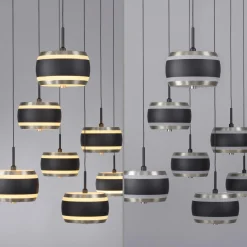 Lampa na pilota, z regulacją światła i wysokości PURE FALLING RINGS CZARNA (2505-18) - Paul Neuhaus