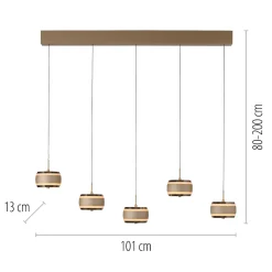 Lampa na pilota, z regulacją światła i wysokości PURE FALLING RINGS BRĄZOWY/CHROM (2504-97) - Paul Neuhaus