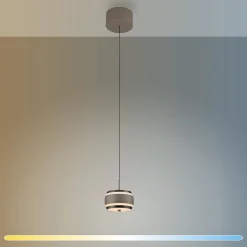 Lampa na pilota, z regulacją światła i wysokości PURE FALLING RINGS BRĄZOWA/CHROM (2503-97) - Paul Neuhaus