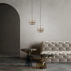 Lampa na pilota, z regulacją światła i wysokości PURE FALLING RINGS BRĄZOWA/CHROM (2503-97) - Paul Neuhaus