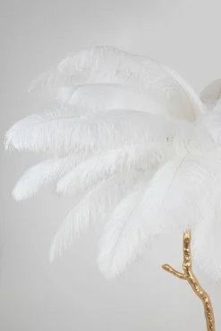 Lampa podłogowa TIFFANY 175 biała mosiądz / naturalne pióra (JL0019.WHITE) - King Home