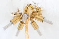 Lampa podłogowa TIFFANY 175 biała mosiądz / naturalne pióra (JL0019.WHITE) - King Home