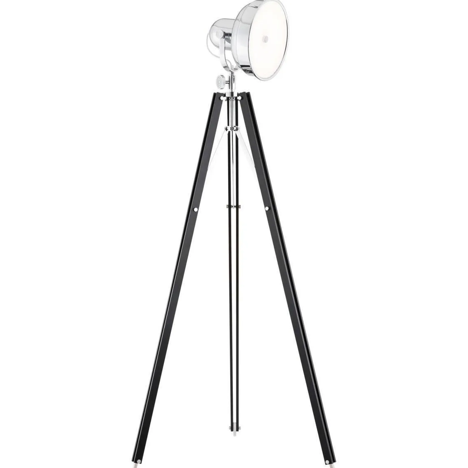 lampa stojąca 1 pł. FOTO NEW czarne drewno oraz klosz chromowany metal oraz ARGON 3355