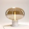 Lampa stołowa MOONSTONE biały marmur + szkło bursztynowe (T0056) - MAXLIGHT