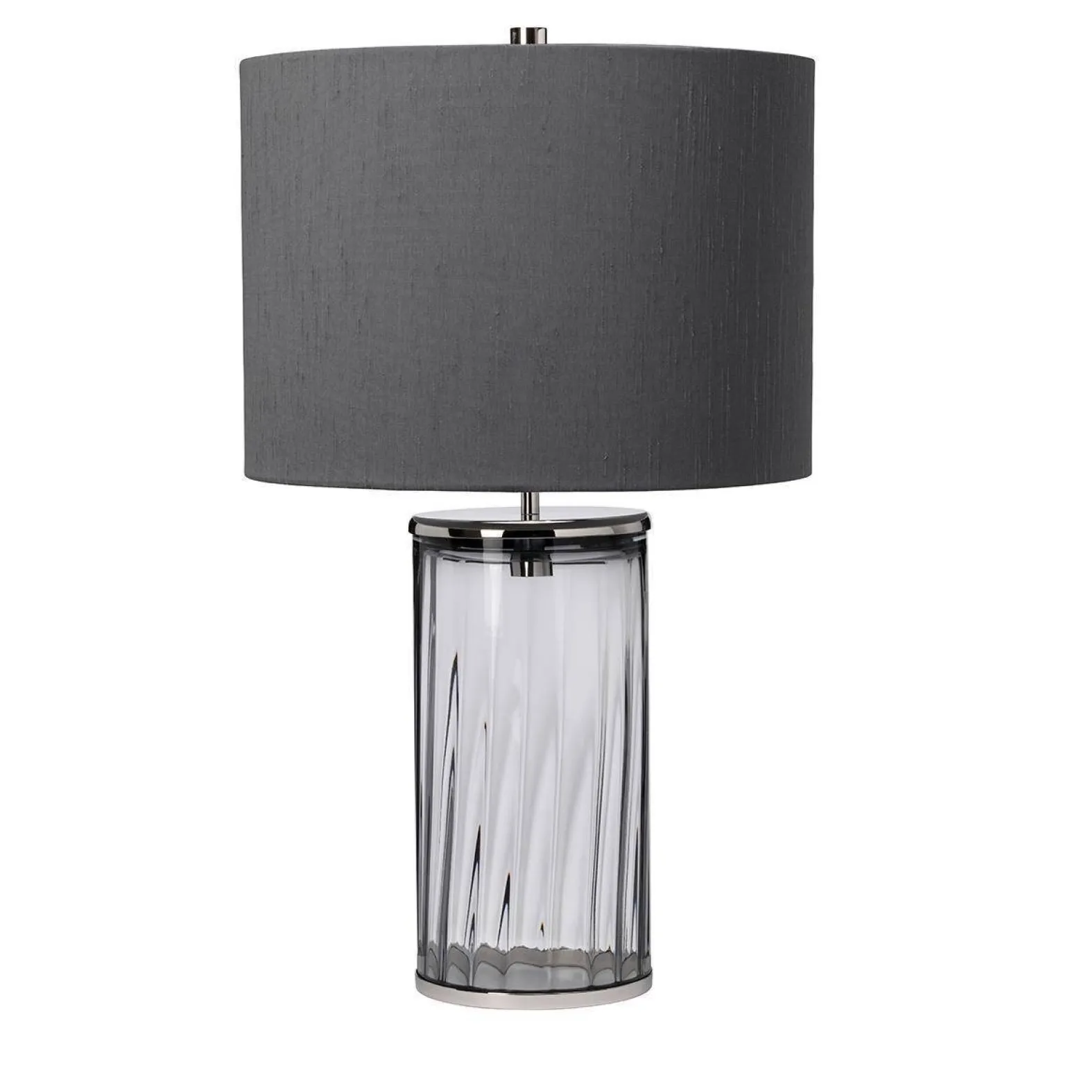 Lampa stołowa Reno - 1 źródło światła - Dymione szkło/ Polerowany nikiel (QN-RENO-SMOKE-PN) - Quintiesse