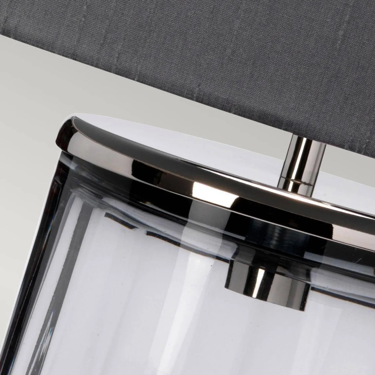 Lampa stołowa Reno - 1 źródło światła - Dymione szkło/ Polerowany nikiel (QN-RENO-SMOKE-PN) - Quintiesse