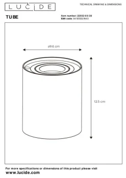 Lampa stołowa TUBE (22552/05/30) - Lucide