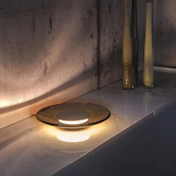 Lampa stołowa ze ściemniaczem dotykowym PURE MOON w kolorze bursztynu (4594-97) - Paul Neuhaus