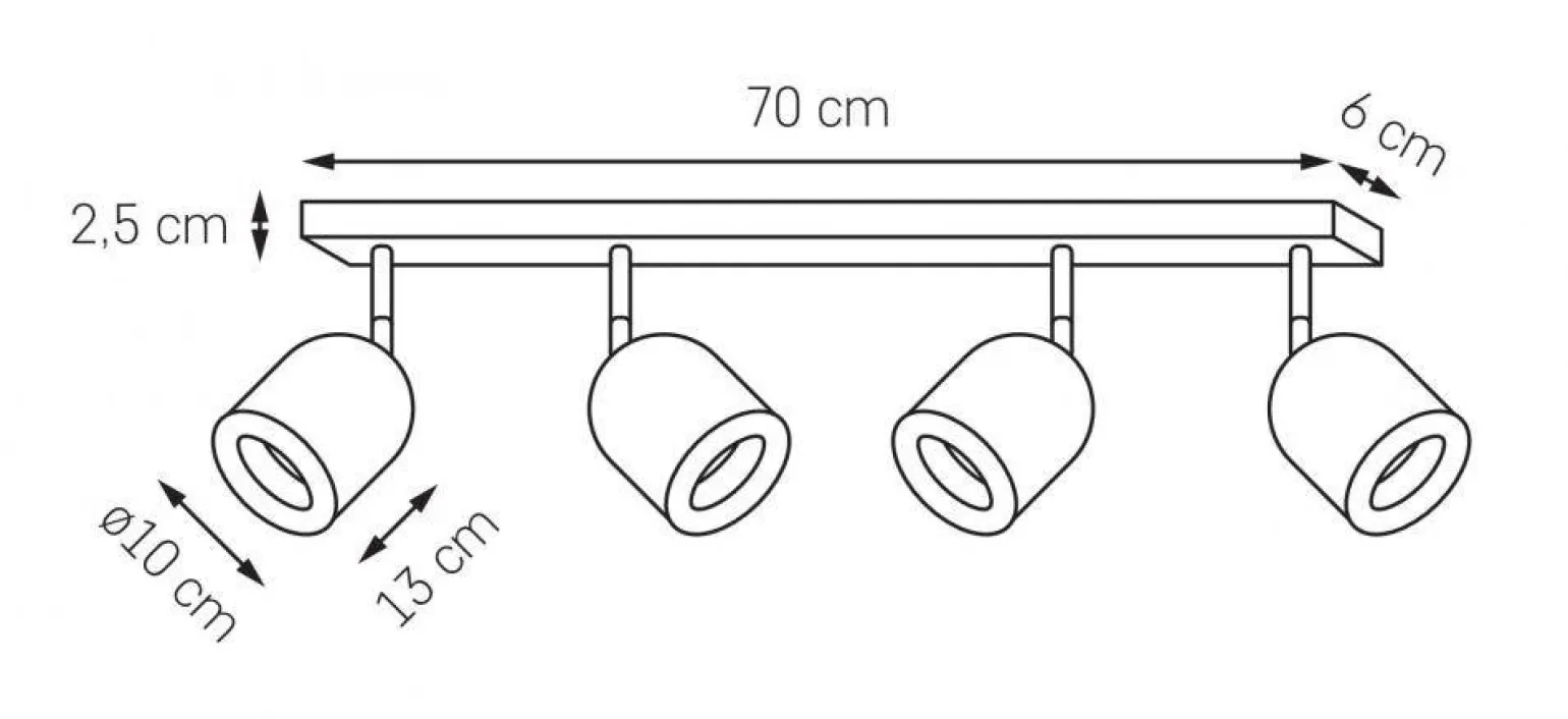 Lampa sufitowa SPARK 4 kolor Czarny (50946402) - KASPA