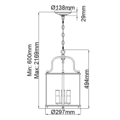 Lampa wisząca Gentry (HK-GENTRY-P-M-PN) - Elstead Lighting