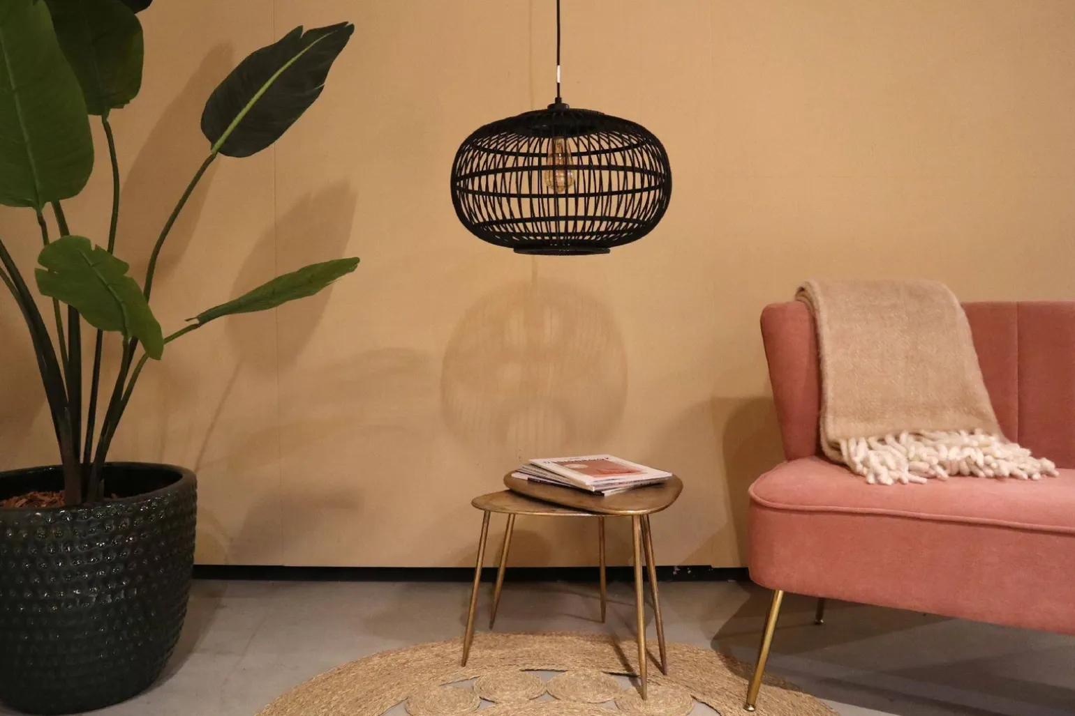 Lampa wisząca Boho bambusowa 46x46x128cm (55716-074) - DIJK