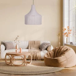 Lampa wisząca Boho bawełniana o wymiarach 38x38x142cm (102392) - DIJK