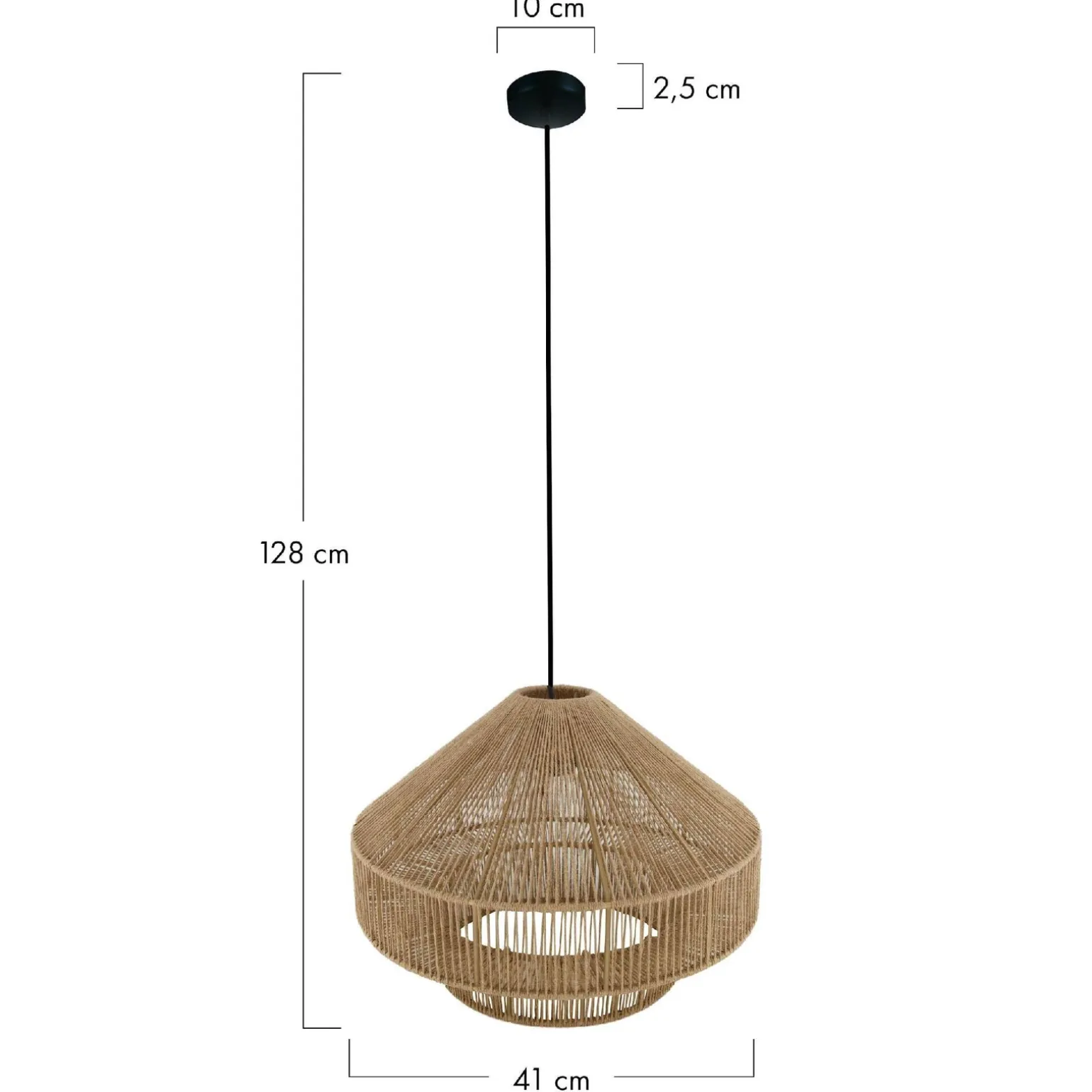 Lampa wisząca Boho jutowa 41x41x128cm (104666) - DIJK