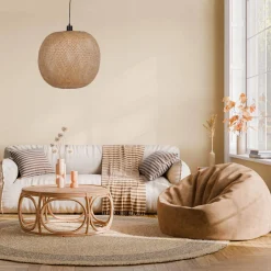 Lampa wisząca Boho kula bambusowa 38x38x135cm (55857-017) - DIJK