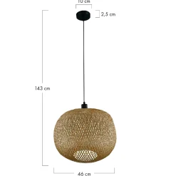 Lampa wisząca Boho kula bambusowa 46x46x143cm (55858-017) - DIJK