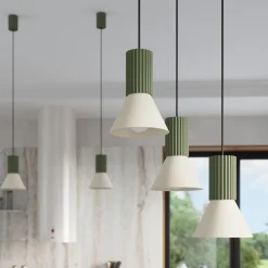 Lampa wisząca ESTRIA 1 beżowa/zielona oliwka (SL.1872) - Sollux Lighting